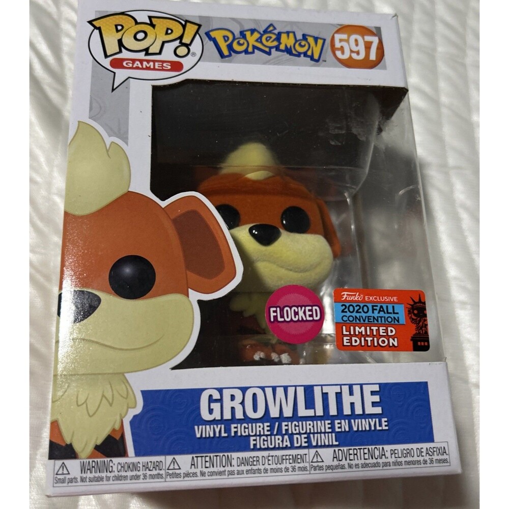Funko Pop! Pokemon #597 Growlithe Flocked 2020 Fall Convention Limited Edition